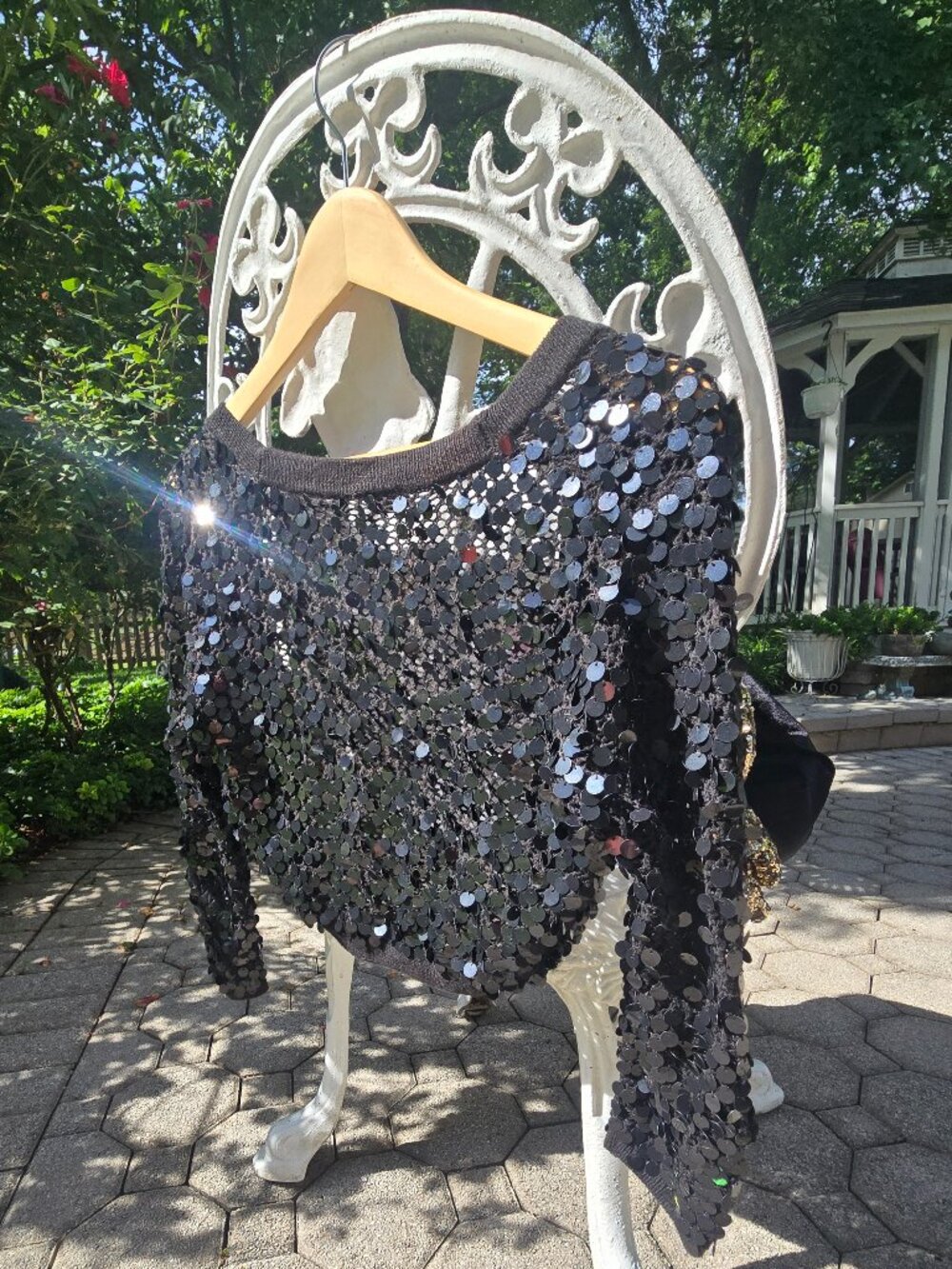 Black crop sequin cardigan